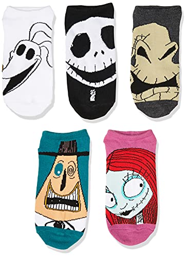 Disney womens Nightmare Before Christmas 5 Pack No Show Casual Sock, Assorted Multi, Fits Sock Size 9-11 Fits Shoe Size 4-10.5 US