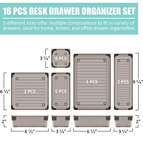 Clear Plastic Drawer Organizer, 16PCS, Customize Layout