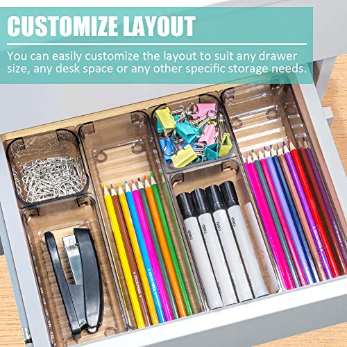 Clear Plastic Drawer Organizer, 16PCS, Customize Layout