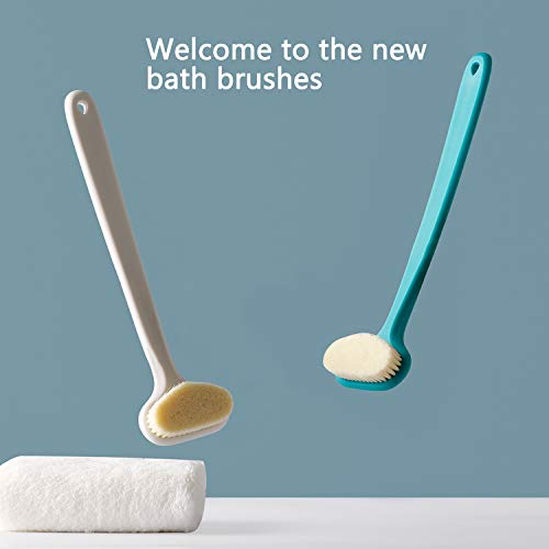 Bath Body Brush with Comfy Bristles Long Handle Gentle Exfoliation Improve Skin's Health and Beauty Wet or Dry Brushing Back Scrubber for Shower (White)