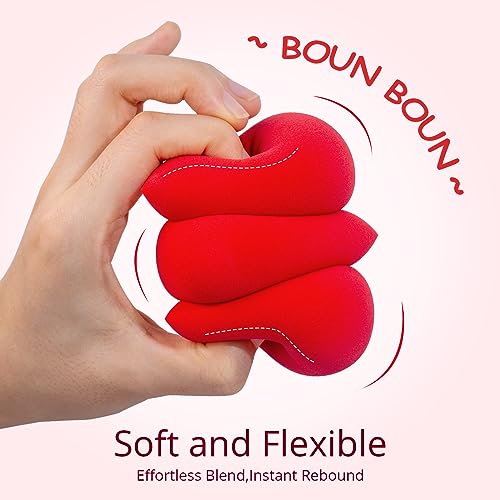 BEAKEY 5 Pcs Makeup Sponge Set Blender Beauty Foundation Blending Sponge, Flawless for Liquid, Cream, and Powder, Multi-colored Makeup Sponges