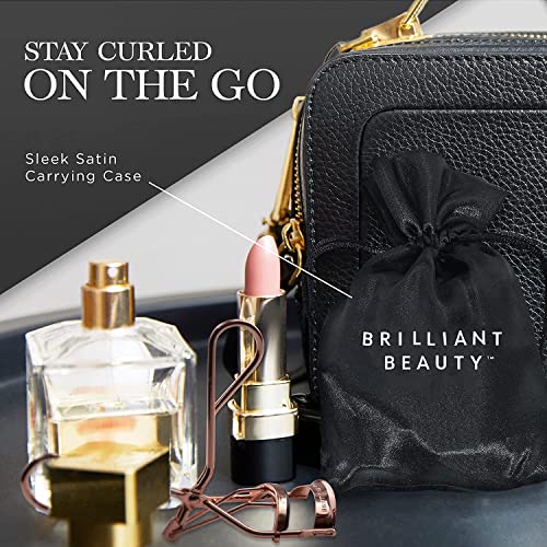 Brilliant Beauty Eyelash Curler - Award Winning - With Satin Bag & Refill Pads - No Pinching, Just Dramatically Curled Eyelashes & Lash Line in Seconds. Get Gorgeous Eye Lashes Now!