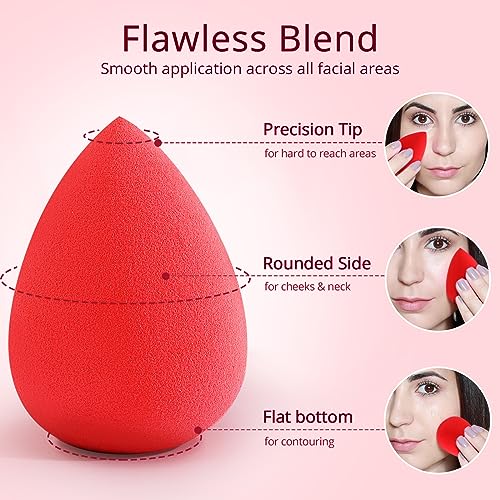 BEAKEY 5 Pcs Makeup Sponge Set Blender Beauty Foundation Blending Sponge, Flawless for Liquid, Cream, and Powder, Multi-colored Makeup Sponges