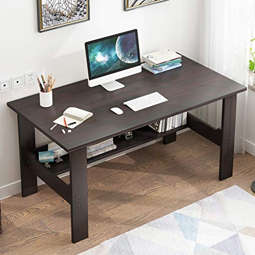 39" Computer Desk for Home Office Living Room,Wooden Smooth Desktop Table Corner Writing Study Desk with Two Layers Storage Book Shelf,Save Space