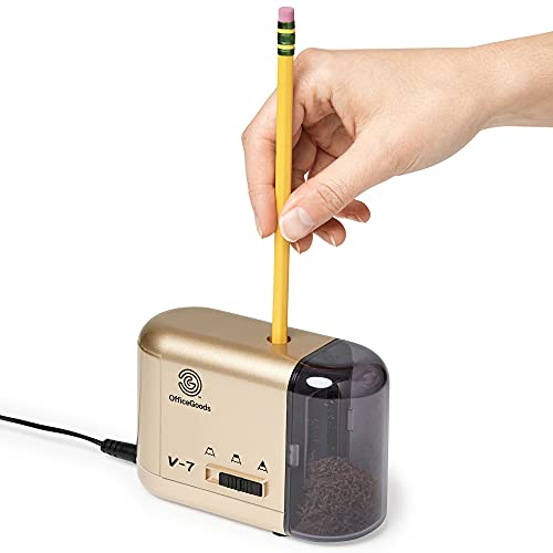 Gold Electric & Battery Operated Pencil Sharpener - Compact & Portable for Colored Pencils, Artists, Office, School & Home