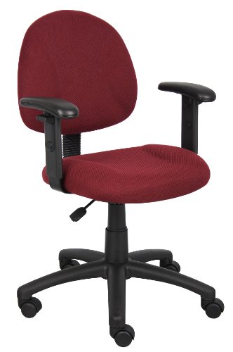 Boss Office Products Perfect Posture Delux Fabric Task Chair with Adjustable Arms in Burgundy