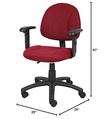 Boss Office Products Perfect Posture Delux Fabric Task Chair with Adjustable Arms in Burgundy