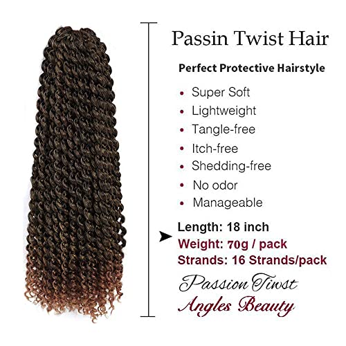 8 Packs Passion Twist Hair 18 Inch Passion Twist Crochet Hair For Black Women Water Wave Crochet Braiding Hair Extensions (1B/30)