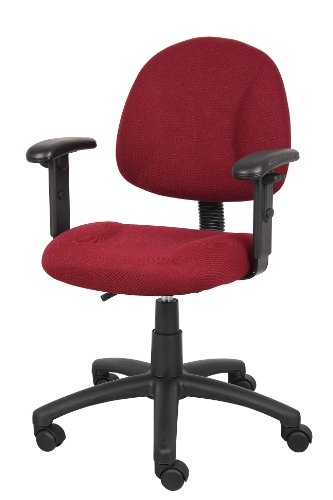 Boss Office Products Perfect Posture Delux Fabric Task Chair with Adjustable Arms in Burgundy