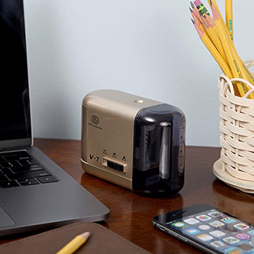 Gold Electric & Battery Operated Pencil Sharpener - Compact & Portable for Colored Pencils, Artists, Office, School & Home