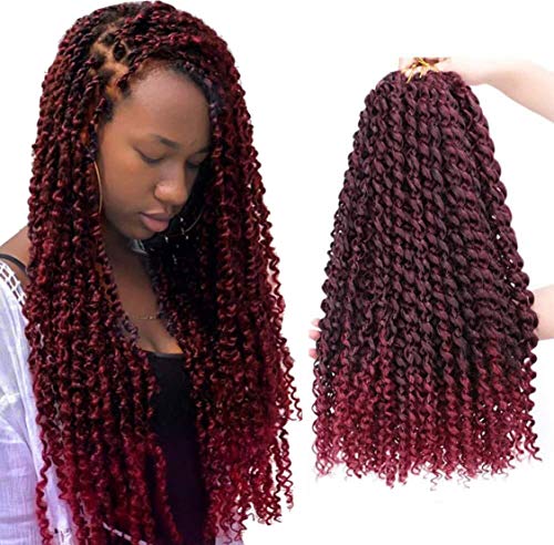 8 Packs Passion Twist Hair 18 Inch Passion Twist Crochet Hair For Black Women Freetress Water Wave Crochet Braiding Hair Extensions (1B/BUG)
