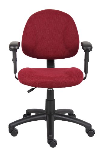 Boss Office Products Perfect Posture Delux Fabric Task Chair with Adjustable Arms in Burgundy
