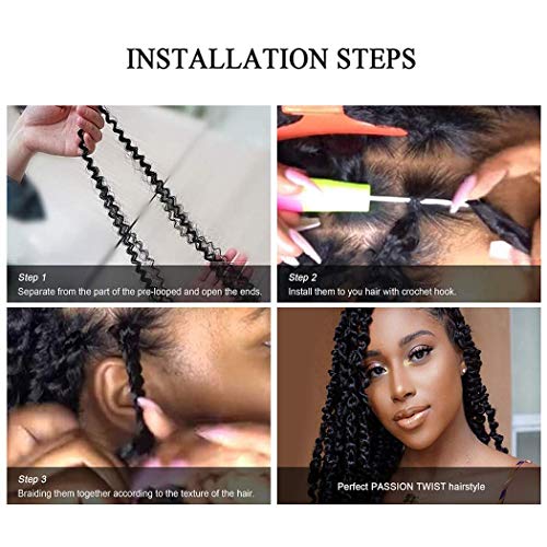 8 Packs Passion Twist Hair 18 Inch Passion Twist Crochet Hair For Black Women Water Wave Crochet Braiding Hair Extensions (1B/30)