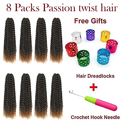 8 Packs Passion Twist Hair 18 Inch Passion Twist Crochet Hair For Black Women Water Wave Crochet Braiding Hair Extensions (1B/27)