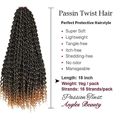 8 Packs Passion Twist Hair 18 Inch Passion Twist Crochet Hair For Black Women Water Wave Crochet Braiding Hair Extensions (1B/27)