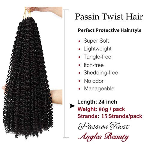 7 Packs Passion Twist Hair 24 Inch Passion Twist Crochet Hair For Black Women Water Wave Crochet Braiding Hair Extensions (1B)