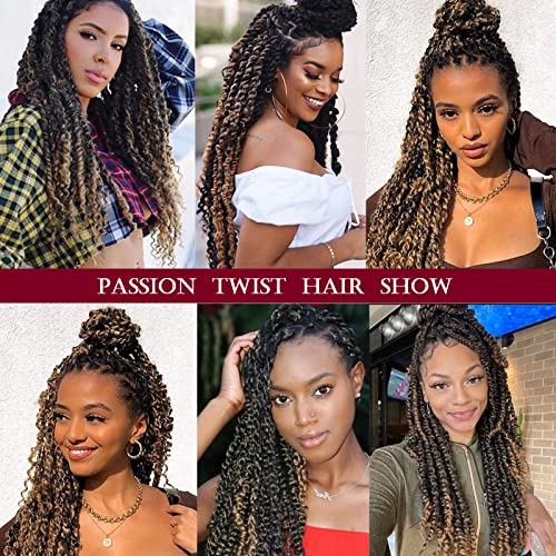 8 Packs Passion Twist Hair 18 Inch Passion Twist Crochet Hair For Black Women Water Wave Crochet Braiding Hair Extensions (1B/27)