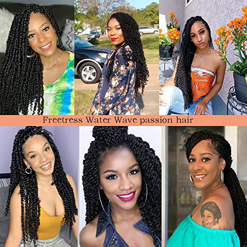 7 Packs Passion Twist Hair 24 Inch Passion Twist Crochet Hair For Black Women Water Wave Crochet Braiding Hair Extensions (1B)