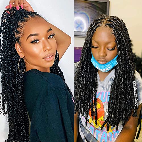 7 Packs Passion Twist Hair 24 Inch Passion Twist Crochet Hair For Black Women Water Wave Crochet Braiding Hair Extensions (1B)