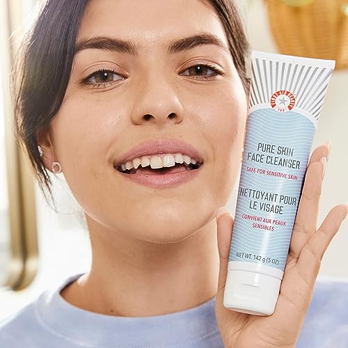 First Aid Beauty Pure Skin Face Cleanser, Sensitive Skin Cream Cleanser with Antioxidant Booster - 2 oz. Travel Size