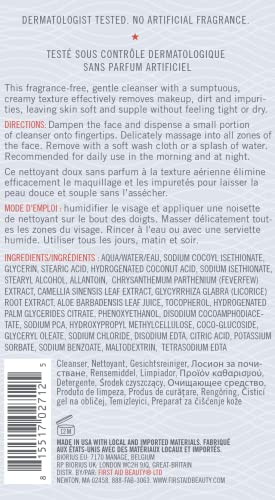 First Aid Beauty Pure Skin Face Cleanser, Sensitive Skin Cream Cleanser with Antioxidant Booster - 2 oz. Travel Size