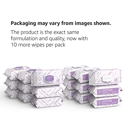 Amazon Elements Baby Wipes, Sensitive, 720 Count Flip-Top Packs
