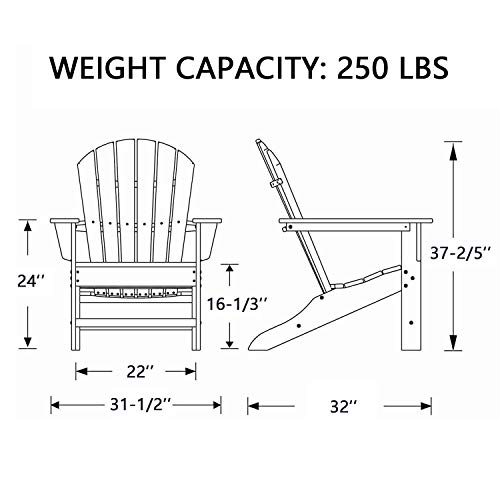 DAILYLIFE HDPE Plastic/Resin Classic Outdoor Adirondack Chair for Patio Deck Garden,Backyard & Lawn Furniture