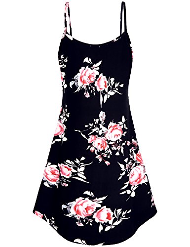 SeSe Code Women's Casual Spaghetti Strap Floral Printed Summer Beach Swing Dress