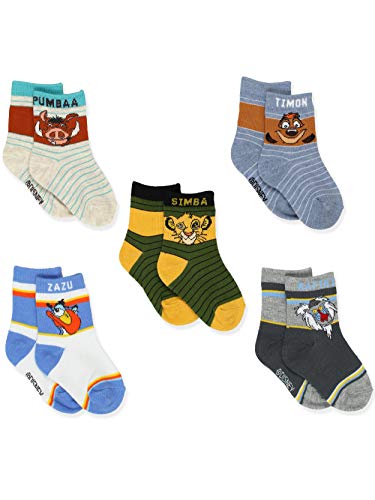 The Lion King Toddler Boys Girls 5 Pack Crew Socks Set (Shoe: 7-10 (Sock: 4-6), 5 Pack Crew)