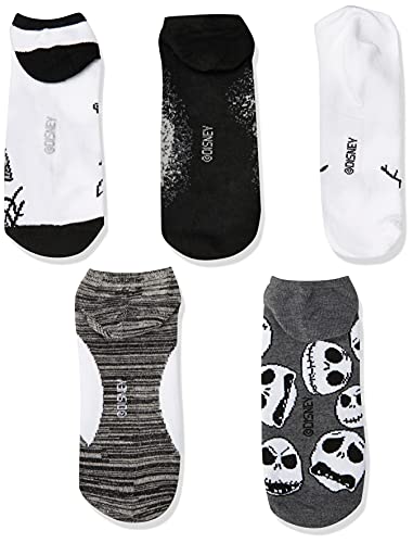 Disney womens Nightmare Before Christmas 5 Pack No Show Casual Sock, Black/White Multi, Fits Size 10-13 Fits Shoe Size 6.5-12.5 US