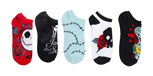 Disney womens Nightmare Before Christmas 5 Pack No Show Casual Sock, Black Primary, Fits Sock Size 9-11 Fits Shoe Size 4-10.5 US