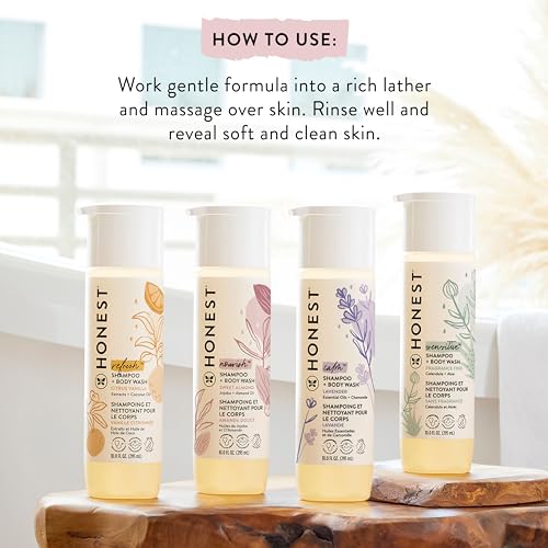 The Honest Company Ultra Dreamy Calming Lavender Shampoo + Body Wash | Tear-Free Baby Shampoo with Naturally Derived Ingredients | Sulfate- & Paraben-Free Baby Bath | 18 Fl Oz (Pack of 1)