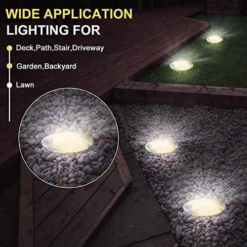 Solar Ground Lights,8 LED Garden Lights Waterproof Patio Outdoor Light with Light Sensor for Lawn,Pathway,Yard,Driveway,Step and Walkway(8 Pack Warm White)
