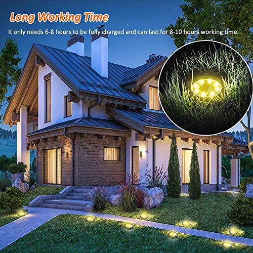 Solar Ground Lights,8 LED Garden Lights Waterproof Patio Outdoor Light with Light Sensor for Lawn,Pathway,Yard,Driveway,Step and Walkway(8 Pack Warm White)