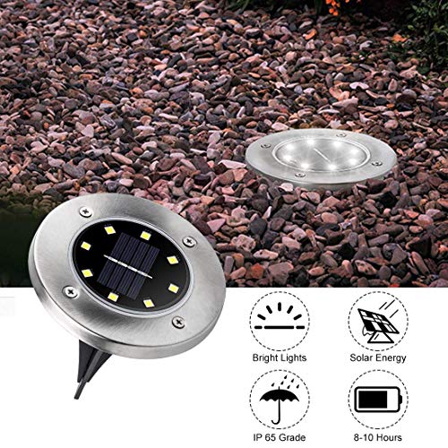 ZGWJ Solar Ground Lights,8 LED Disk Lights Upgraded Outdoor Garden Lights Landscape Lights for Lawn Pathway Yard Deck Patio Walkway,8 Pack White