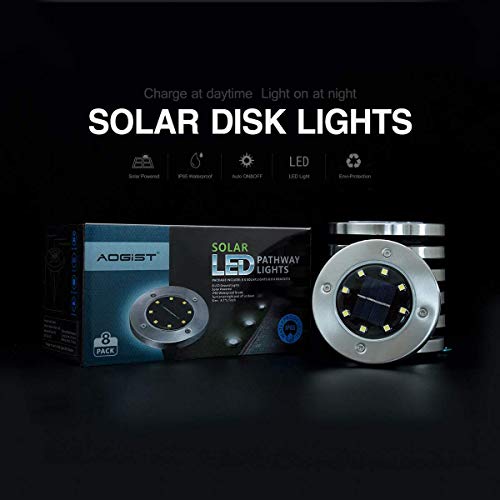 Solar Ground Lights,8 LED Garden Lights Waterproof Patio Outdoor Light with Light Sensor for Lawn,Pathway,Yard,Driveway,Step and Walkway(8 Pack Warm White)