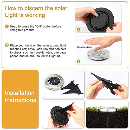 Solar Ground Lights,8 LED Garden Lights Waterproof Patio Outdoor Light with Light Sensor for Lawn,Pathway,Yard,Driveway,Step and Walkway(8 Pack Warm White)