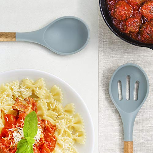 Home Hero Silicone Cooking Utensils Kitchen Utensil Set - 8 Natural Acacia Wooden Silicone Kitchen Utensils Set - Silicone Utensil Set Spatula Set - Silicone Utensils Cooking Utensil Set