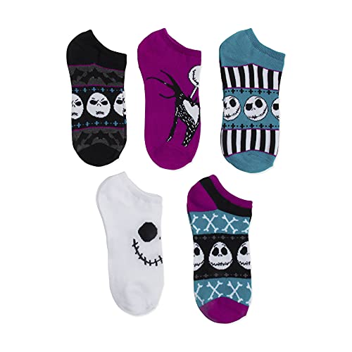 Disney womens Nightmare Before Christmas 5 Pack No Show Casual Sock, Assorted Purple, Fits Sock Size 9-11 Fits Shoe Size 4-10.5 US