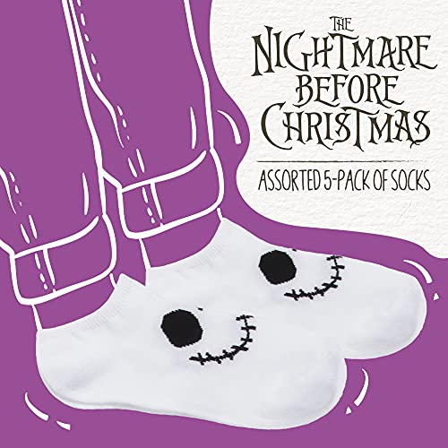 Disney womens Nightmare Before Christmas 5 Pack No Show Casual Sock, Assorted Purple, Fits Sock Size 9-11 Fits Shoe Size 4-10.5 US