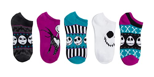 Disney womens Nightmare Before Christmas 5 Pack No Show Casual Sock, Assorted Purple, Fits Sock Size 9-11 Fits Shoe Size 4-10.5 US