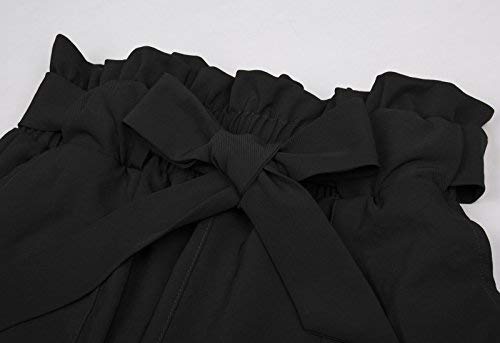 GRACE KARIN Women's High Waist Elastic Belted Casual Loose Long Pants with Pocket Black XXL