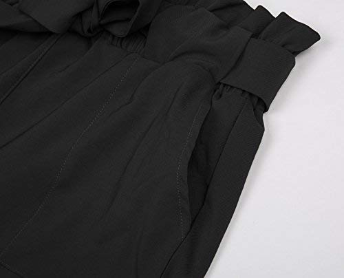 GRACE KARIN Women's High Waist Elastic Belted Casual Loose Long Pants with Pocket Black XXL