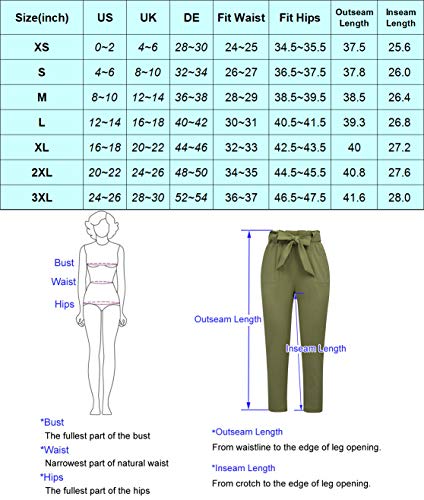GRACE KARIN Women's High Waist Elastic Belted Casual Loose Long Pants with Pocket Black XXL