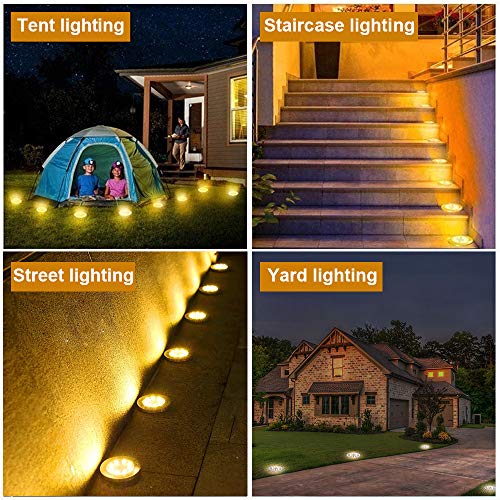 ZGWJ Solar Ground Lights,8 LED Solar Garden Lights Disk Lights Outdoor Waterproof Landscape Lights for Yard Walkway Patio Lawn Driveway Decoration (8 Pack Warm White)