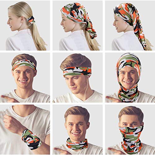 6 Pieces Sun UV Protection Face Mask Neck Gaiter Windproof Scarf Sunscreen Breathable Bandana Balaclava for Sport&Outdoor (Camouflage)
