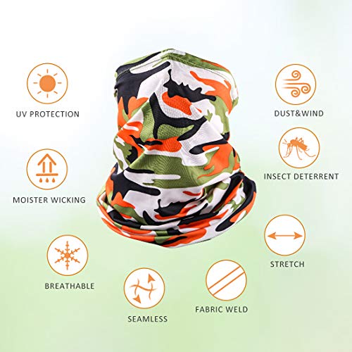 6 Pieces Sun UV Protection Face Mask Neck Gaiter Windproof Scarf Sunscreen Breathable Bandana Balaclava for Sport&Outdoor (Camouflage)