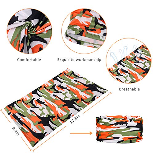 6 Pieces Sun UV Protection Face Mask Neck Gaiter Windproof Scarf Sunscreen Breathable Bandana Balaclava for Sport&Outdoor (Camouflage)