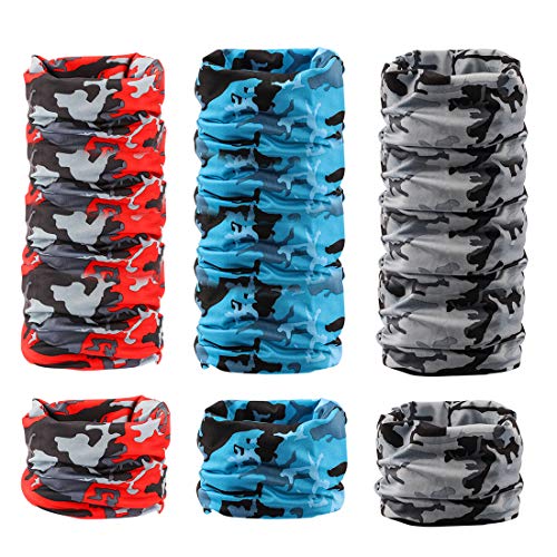 6 Pieces Sun UV Protection Face Mask Neck Gaiter Windproof Scarf Sunscreen Breathable Bandana Balaclava for Sport&Outdoor (Camouflage)