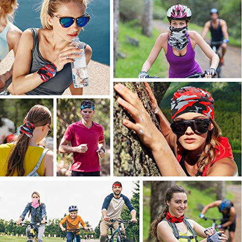 6 Pieces Sun UV Protection Face Mask Neck Gaiter Windproof Scarf Sunscreen Breathable Bandana Balaclava for Sport&Outdoor (Camouflage)